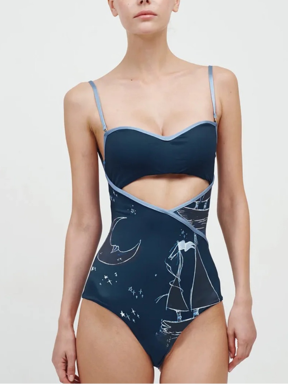 The Ancora Sailing Moon Cut Out‎ One Piece Swim Women’s Sz L